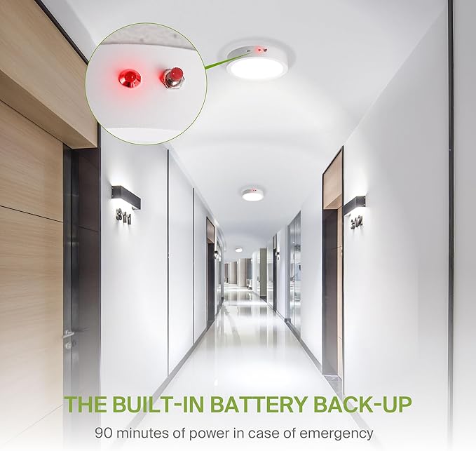 ASD LED 9" Round Flush Mount Ceiling Light Fixture, Low Profile Surface Lighting | 5CCT, Dimmable, Battery Backup, ETL Listed | 18W 1600LM 2700-6000K 120V | Kitchen, Hallway Lamp | White, 12 Pack