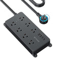 TROND 360° Rotating Plug Power Strip, ETL Listed, Flat Plug 10ft Extension Cord, 2 USB-A and 2 USB-C, Wall Mountable, 7 Widely-Spaced Outlets, 1700J Surge Protector, for Home Office, Black