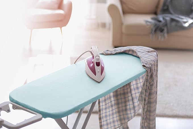 Encasa XO Ironing Board Cover and Pad 54"x15" - 4mm Felt Large Iron Board Cover with Padding - Heat Resistant, Stain-Safe Dye, Non Slip Elastic Bungee Cord Tightening Iron Table Cover Ice Blue