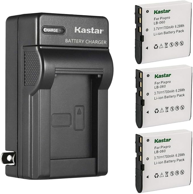 Kastar 3-Pack Battery and AC Wall Charger Replacement by Kastar