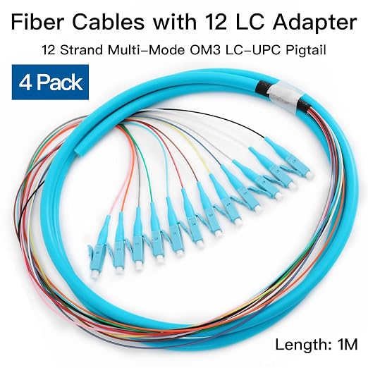 4 Pack LC-OM3 12 Pigtail 12 Strand Multimode OM3/OM4 50/125 LC-UPC Fiber Pigtail - Image 2