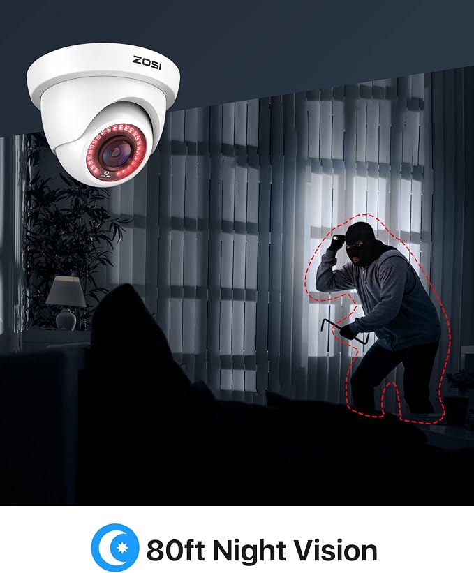 ZOSI 4Pack 2.0MP HD 1080P Security Cameras Kit, 80ft Night Vision, Indoor - Image 3