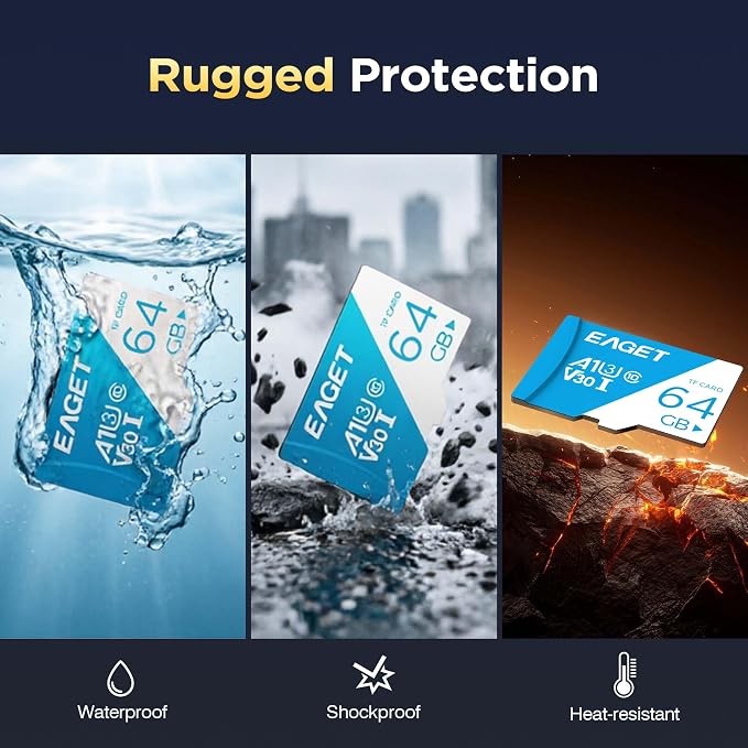 EAGET 5-Pack 64GB TF Memory Card Up to 100MB/s Read 60MB/s Write - Image 6