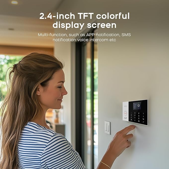 PGST WiFi Alarm System for Home Security,8 PCS Wireless Home Security System with DIY Expandable Door Alarm Sensor,Motion Detector,Tuya APP Instant Alerts for Villa,Apartment,No Monthly Fee