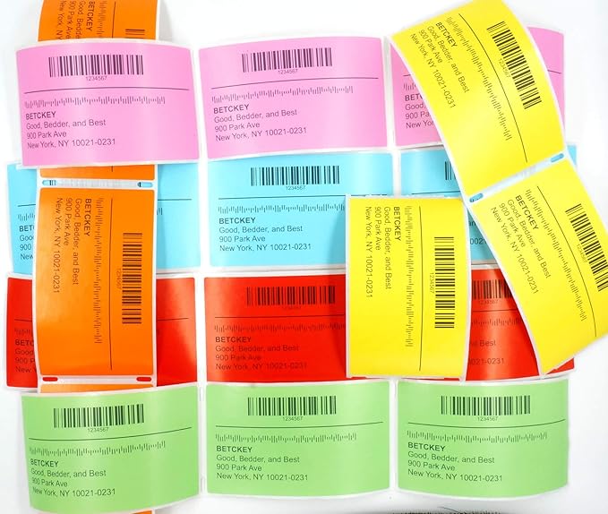 BETCKEY Colored Labels Compatible with Dymo 30333 (1/2" x 1") Extra Small Labels (2-up), Compatible for Dymo LabelWriter Thermal 450, 4XL & Zebra Desktop Printers [6 Rolls, Red]