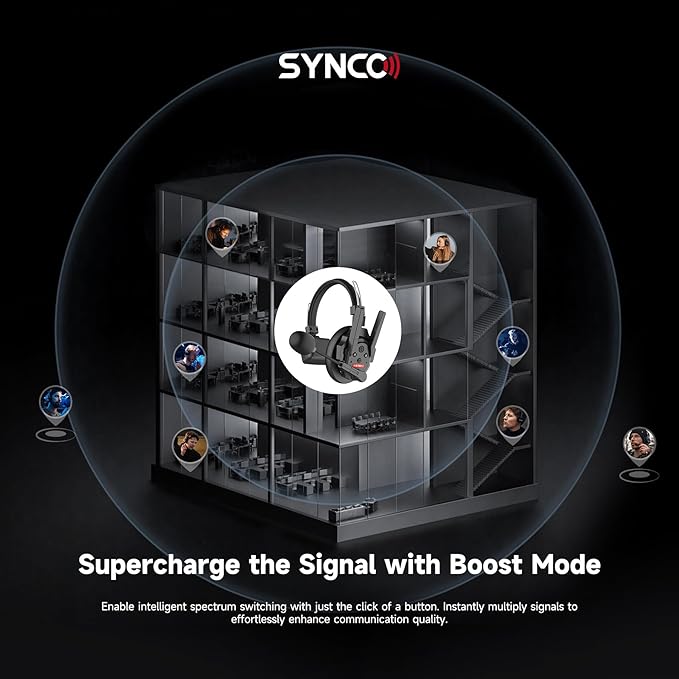 SYNCO XTALK XPro5 Wireless Intercom Headset System 2.4 GHz 500M/1640FT Full Duplex for 5 Person Communication with Noise Cancerllation for Live Show Stage Performance Movie Shoot