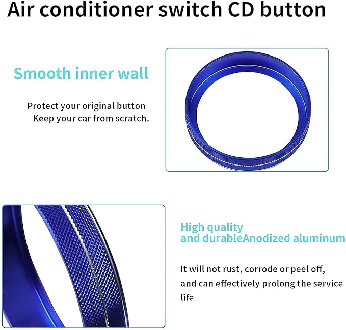 Knob Cover for F150 AC Climate Control Switch/Trailer/4WD/VOL/Tune Button Interior Center Console Trim Accessories Compatible with Ford F150 XLT 2016 2017 2018 2019 (Blue 6 Pcs)