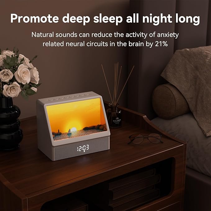 Sunrise Alarm Clock with Sound Machine for Bedrooms Heavy Sleepers,Smart Wake Up Light Sunrise Alarm Clock White Noise Machine for Adults Kids(White)