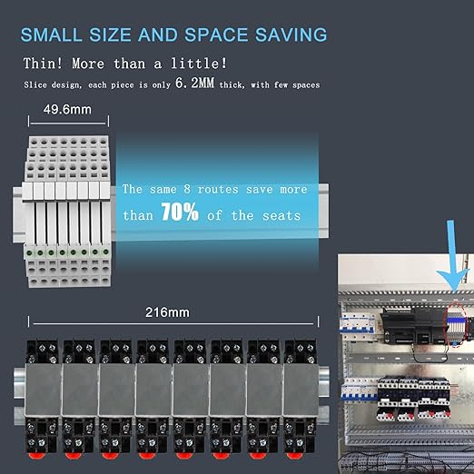 3Pcs Electromechanical Relay Black Miniature Power Relay 24VDC and 24VAC HF41F/24-ZS 6Amp SPDT with LED Light, DIN Rail, Ultra Small and Thin Socket