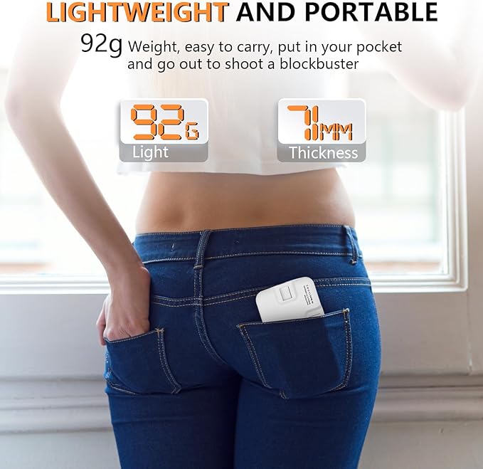 BANSINE Portable LED Photo Light - USB-Rechargeable, Up to 6500K Color Temperature for Selfie, Zoom Conference, Video, Makeup
