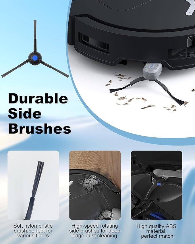 T50 PRO Omni Accessories, 27pcs Replacement Parts Kit for ECOVACS DEEBOT T50 Omni/T50 PRO Omni, Accessory Set with 1 Main Brush, 6 Side Brushes, 8 Mop Pads, 4 HEPA Filters, 6 Dust Bags & Bucket Brush