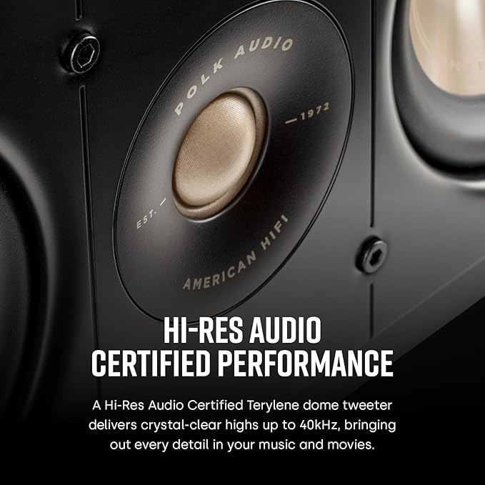 Polk Signature Elite ES30 Center Channel Speaker, Home Theater Speakers, Hi-Res Audio Certified, Dolby Atmos & DTS:X Compatible, 1" Tweeter & Two 5.25" Woofers, Dual Power Port Bass, Stunning White