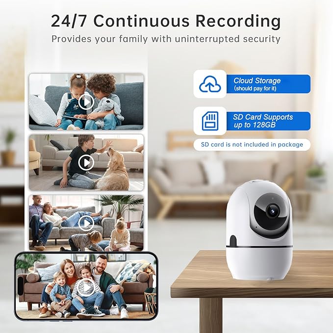GBIUT Indoor Security Camera, 5G & 2.4GHz Dog/Puppy/Pet WiFi Security Camera with Phone App, 360° Pan/Tilt Home Cameras Indoor, Smart AI Auto Tracking & Night Vision, US Cloud Storage (2Pack)