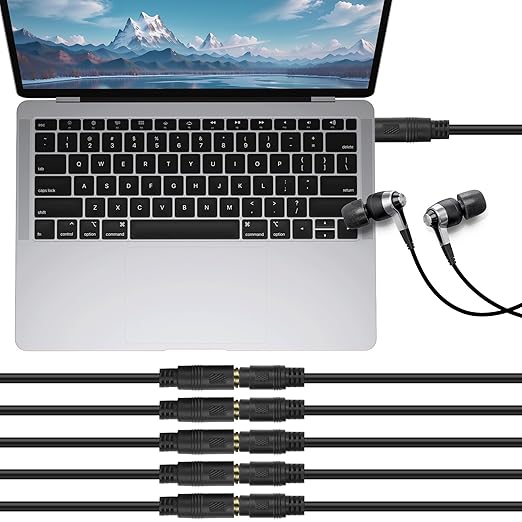 MEIRIYFA 3.5mm Headset Splitter Cable 1/8" 4-Pole/3-Rings TRRS 1 Female to 5 Male Stereo Jack Audio AUX Headphone Splitter Cable 1 Input 5 Output Headphone Headset Extender Cord-50CM