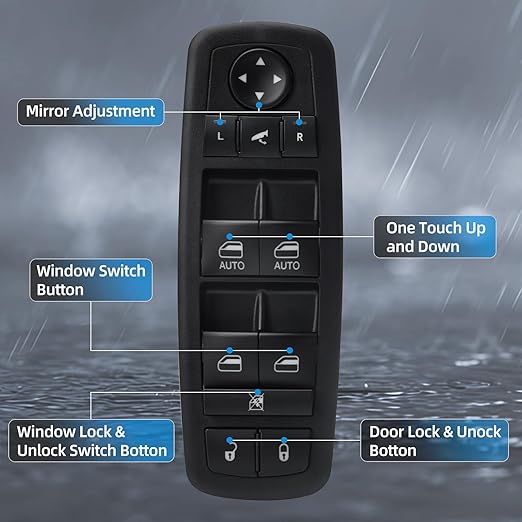 WUANGKI Power Master Window Switch | Front Driver Side | 9+3 Pins | Compatible with 2012-2015 Dodge Grand Caravan, Chrysler Town, Country, Ram 1500 2500, 2015 Ram 3500 | Replace OE 68110867AB