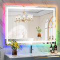 YEELAIT 44x32 Inch RGB LED Bathroom Mirror Front Light and RGB Backlit Lighted Vanity Mirror for Bathroom Wall Mounted Dimmable Anti Fog Memory Shatter-Proof IP54 Waterproof Horizontal/Vertical