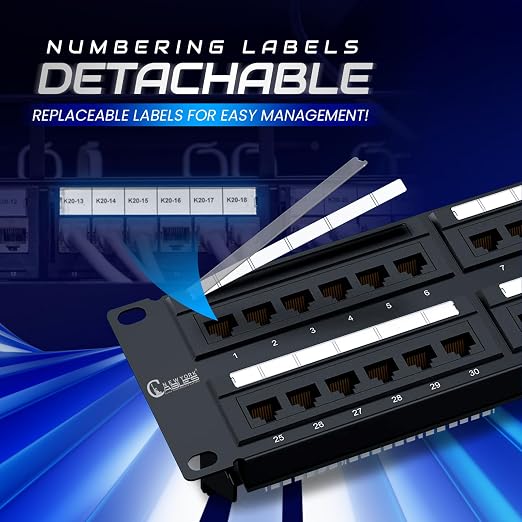 NewYork Cables 48 Port Cat6 Patch Panel, 10Gb Ethernet, 2U 19-Inch Rack or Wall - Image 5