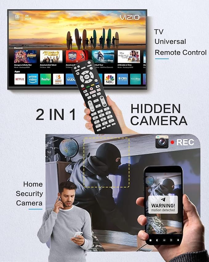 HD 1080P Hidden Camera TV Remote Spy Camera 2 in 1 Use WiFi Cameras - Image 2