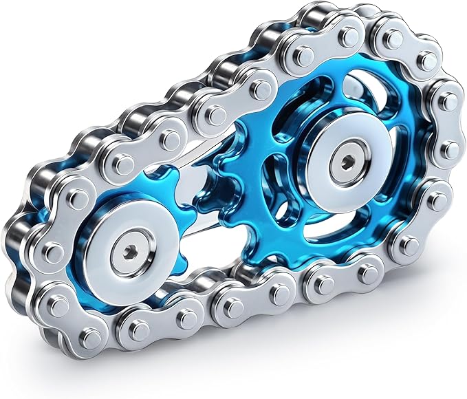 Valentines Day Gifts for Teens Boys Metal Fidget Spinner Toys for Adults Figette Bike Chain Roller Cool Gadgets ADHD Anxiety Stress Relief Items Figet Desk Offices EDC Men - Blue