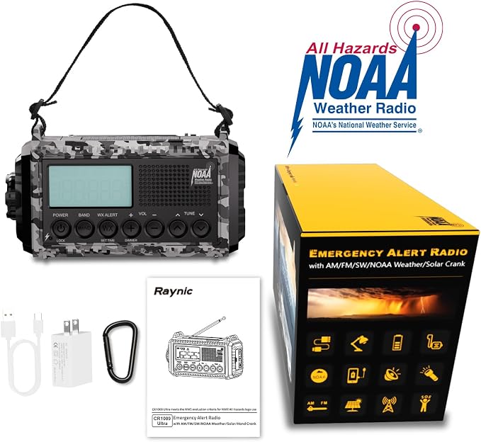 Raynic Solar Radio, 12000mAh/44400mWh Battery Operated Weather Radio, Hand - Image 7