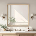 Oak Wood Effect Framed Wall Mirror, 36x36 Rectangle Mirror, Anti-desilvering Tempered Glass, Sustainable& Sturdy Frame, Anti-Rust, HD Reflection &3min Fast Setup for Bathroom Living Room