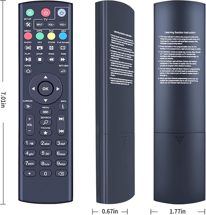 Replacement Remote Control for STREAMASTER, NCTV, Station, ST1, STREAMSTATION Box Models, for STREAMSMART, ST1, S4, S5, PRO, ETC...
