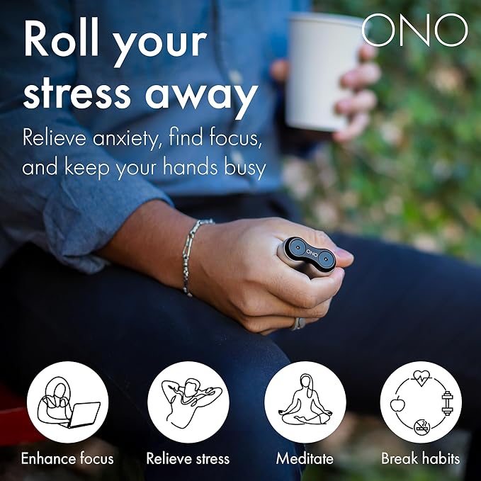 ONO Roller - Handheld Fidget Toy for Adults | Help Relieve Stress, Anxiety, Tension | Promotes Focus, Clarity | Compact, Portable Design (GITD, Junior Size - ABS Plastic)