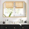 36X24 Inch Gold Bathroom Vanity Mirror for Over Sink, Modern Rounded Corner Fireplace Decor Mirror with Non-Rusting Iron Metal Framed