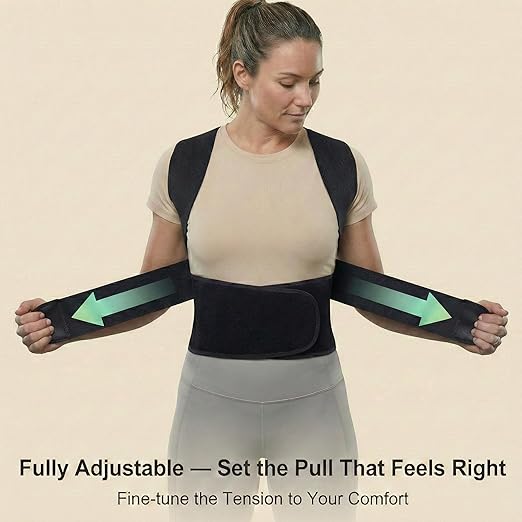Full Back Posture Corrector for Women & Men – Pull-Back System Posture Brace – Wide Soft Straps, Breathable Mesh, Adjustable Support for Slouching, Rounded Shoulders & Upper Spine Pain Relief
