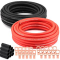 8 Gauge Wire (25ft Each - Red/Black) Copper Clad Aluminum CCA - Primary Automotive Wire,Car Amplifier Power & Ground Cable, 20PCS Lugs Terminal Connectors,20PCS 2:1 Heat Shrink Tubing