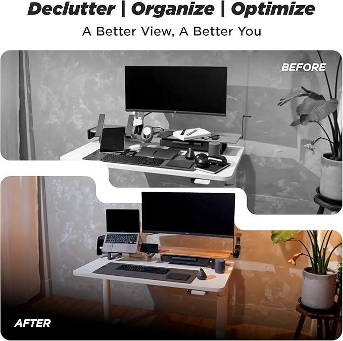 ULTRARM Moodular Wooden Monitor Stand 33.4” (85cm) Desk Organizer with Metal Slide Rails for Drawer, Tray, Laptop, Tablet, Phone & Headphones Customizable Riser for Organized Workspace Walnut MS85-W