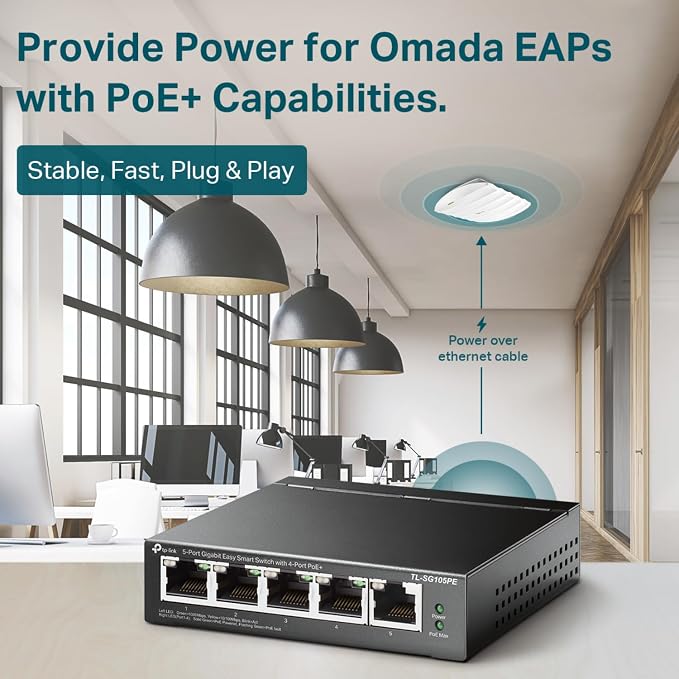 TP-Link 5 Port Gigabit PoE Switch | 4 PoE+ Port @65W | Easy Smart | Plug & Play - Image 5
