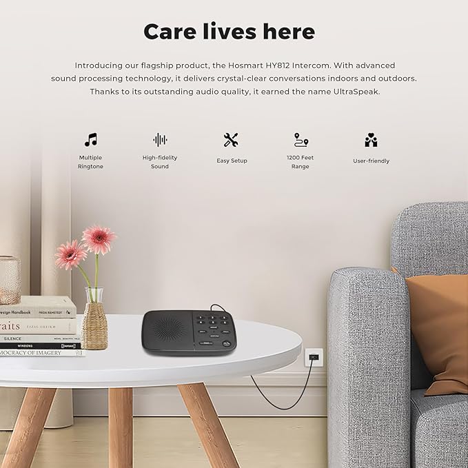 Hosmart UltraSpeak Intercoms Wireless for Home, 2025 Two-Way Real-time Intercom Full Duplex Wireless Intercom System for Home Use, House Intercom System for Business with 1200 Feet Range (2 Stations)