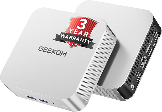 GEEKOM A8 Mini PC with AMD Ryzen 7 8745HS (Beats 6800H), 16GB DDR5 RAM (Upgradable, Not LPDDR) 1TB NVMe SSD, Windows 11 Pro Desktop Computer for Home&Business, USB4, SD Slot, 8K | WiFi 6E, 2.5G LAN