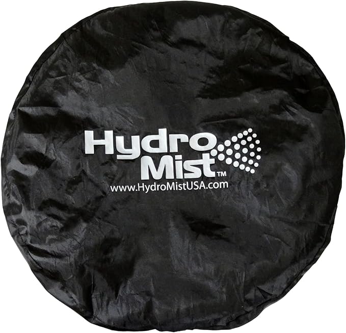 HydroMist Oscillating Wall Mounted Outdoor-Rated Fan, 3-Speed Control on Cord, Alum Fan Blade, Mounting Bracket and Black Vinyl Cover Included, Quiet Running, Residential/Commercial Use, 24”, Black
