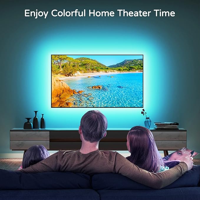 HAMLITE TV Backlight 55 inch, 11.5Ft Led Strip Lights USB Powered with Remote -Curve Design Sync on/Off with TV, Changing LED Background Bias Lighting for Living Room Decor, Gaming Decor