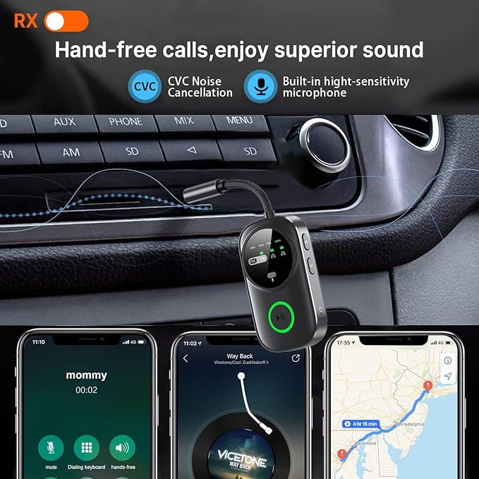 PinPure Bluetooth 5.4 Transmitter Receiver for 2 AirPods/Headphones, 2-in-1 Wireless Adapter with Microphone, Audio Adapter with 3.5mm Audio Jack, Suitable for Airplane, Car, TV, PC, Home Stereo