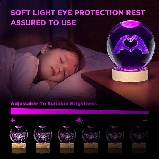 Kopesmsy 3D TayTay Gifts, Cute TS Girl Night Light, 3.15-inch Heart-Shaped Crystal Ball Night Light with 16 Color Changing, Bedroom Decorative Wood Base, Birthday Mother's Day Christmas Gift,
