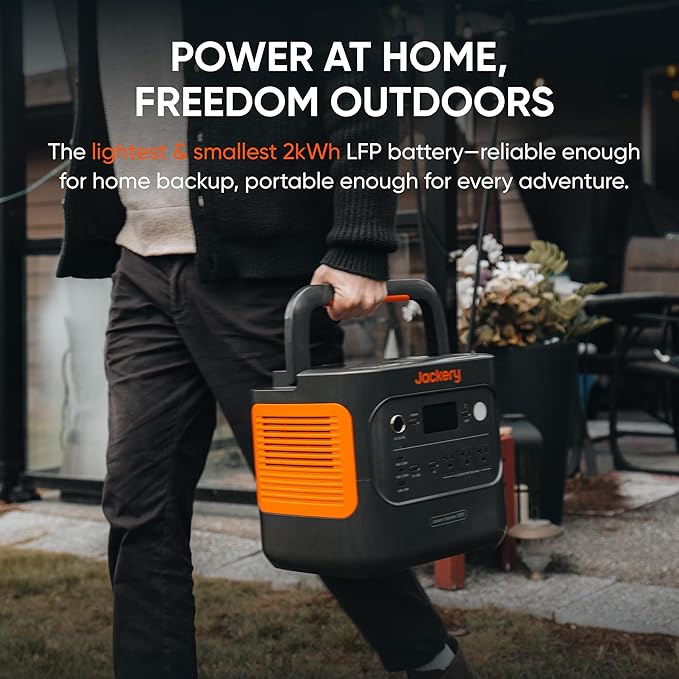 Jackery Solar Generator 2000 v2 with DC-DC Alternator Charger, 2042Wh/2200W LiFePo4 Portable Power Station, 20ms UPS Home Backup, USB-C PD 100W Fast Charging for Power Outages, Emergencies, Camping