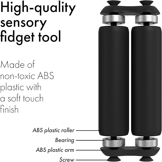 ONO Roller - Handheld Fidget Toy for Adults | Help Relieve Stress, Anxiety, Tension | Promotes Focus, Clarity | Compact, Portable Design (Black, Junior Size - ABS Plastic)