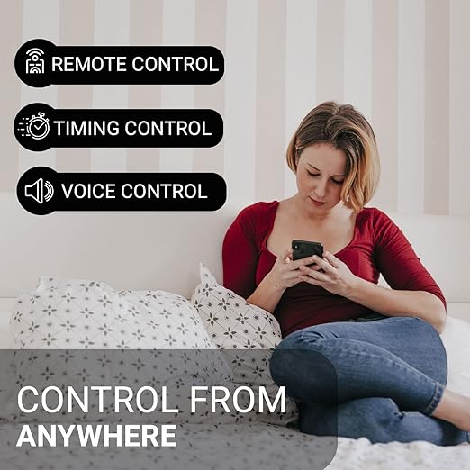Lunabode LED 4 Pack Smart Home Wi-Fi Plugs - Alexa & Google Home Compatible, White, Toggle Switch, Automatic Operation