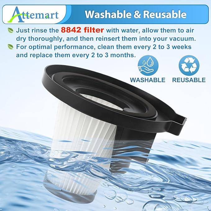 Attemart 6 Pack Filter Replacement Compatible with Ionvac ZipVac 8842 3-in-1 Corded Upright/Handheld Floor and Carpet Hand Vacuum Cleaner