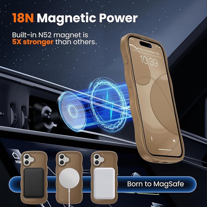 toushion for iPhone 17 Case Cute Brown, Fits MagSafe, Matte Skin Feeling Back - Image 5