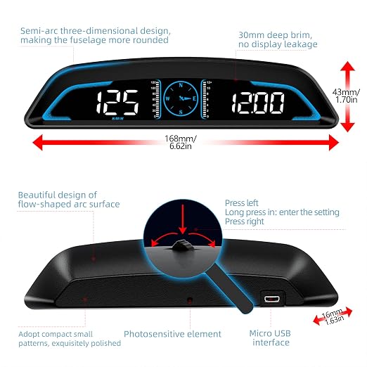 Digital GPS Speedometer MPH for Car 5.5 inch LCD Heads Up Display HUD - Image 7