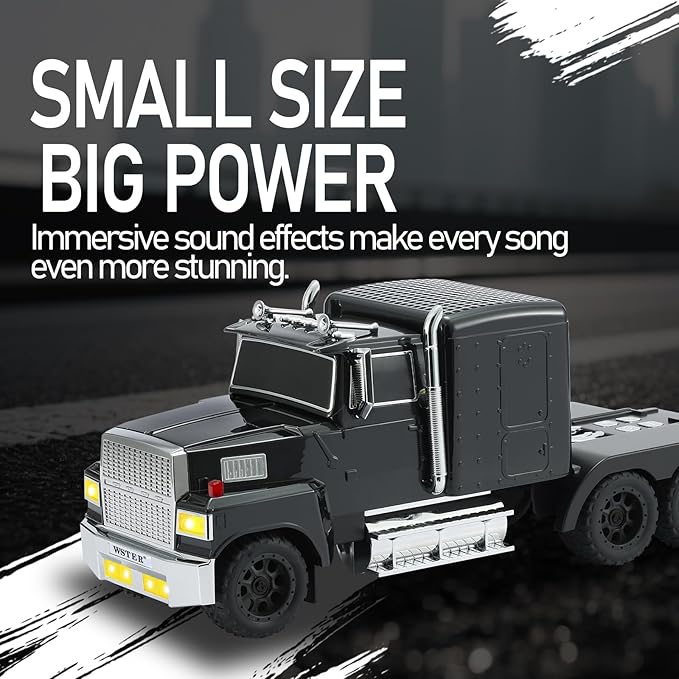 WSTER American Truck Bluetooth Speaker with HD Sound, TWS Pairing, LED Party Light, Operation Panel, Built-in Mic, Portable Car Model Speaker for Parties, Beach, Outdoor Activities (Black)
