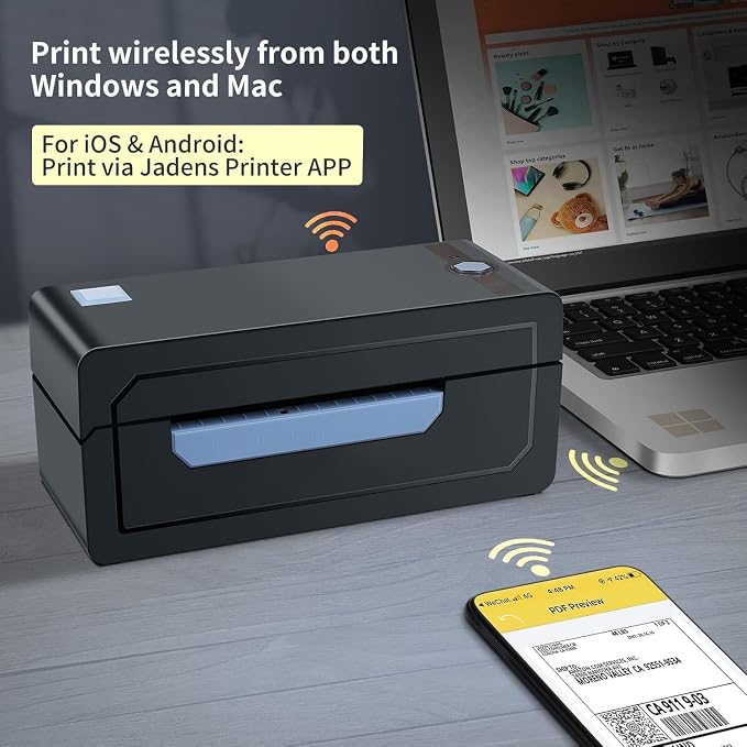 JADENS Bluetooth Thermal Shipping Label Printer – Wireless 4x6 Shipping Label - Image 2