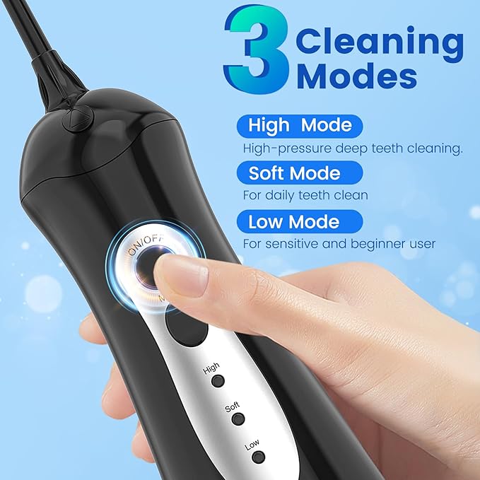 WellLeo Water Flossers for Teeth, Portable Oral Irrigator Rechargeable Water Dental Flosser Pick with High Pressure 5 Jet Tips, IPX7 Travel Water Flossing for Brace Teeth Cleaner Gum Care