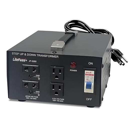 LiteFuze 3000 Watt Japan Voltage Converter Transformer Step Up/Down - 100v to 120v / 120v to 100v Japanese Power Converter - Fully Grounded Cord CE Certified