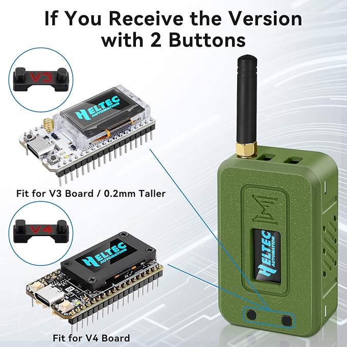 Meshnology 2 Set ESP32 LoRa V3 Module Board with 915 MHz Antenna + 3000mAh Battery + Case - WiFi Blue Tooth SX1262 CP2102 0.96” OLED Display Type C for Ar duino Meshtastic IoT (N35, Green)