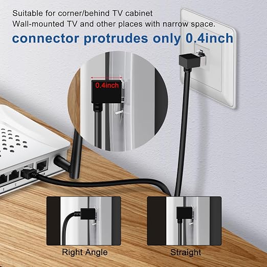Ultra Thin Cat 6 Ethernet Cable 90° Downward Angle 1.6 Feet, Flexible & Slim - Image 4